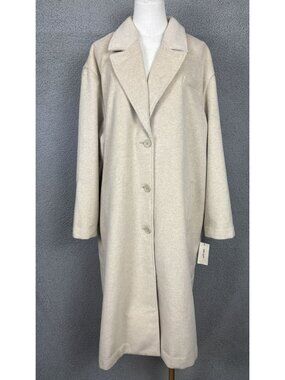 On-34th Women's Almond Heather Wool Blend Button-Front Cozy Coat Size XXL NWT's